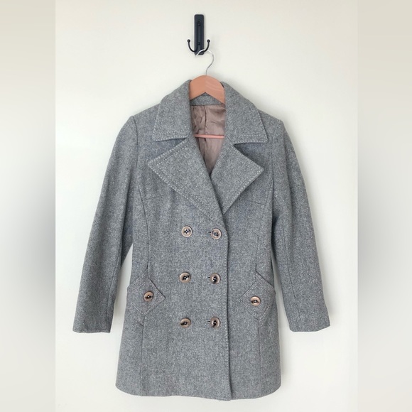 Grey Vintage Pea Coat - Picture 1 of 6